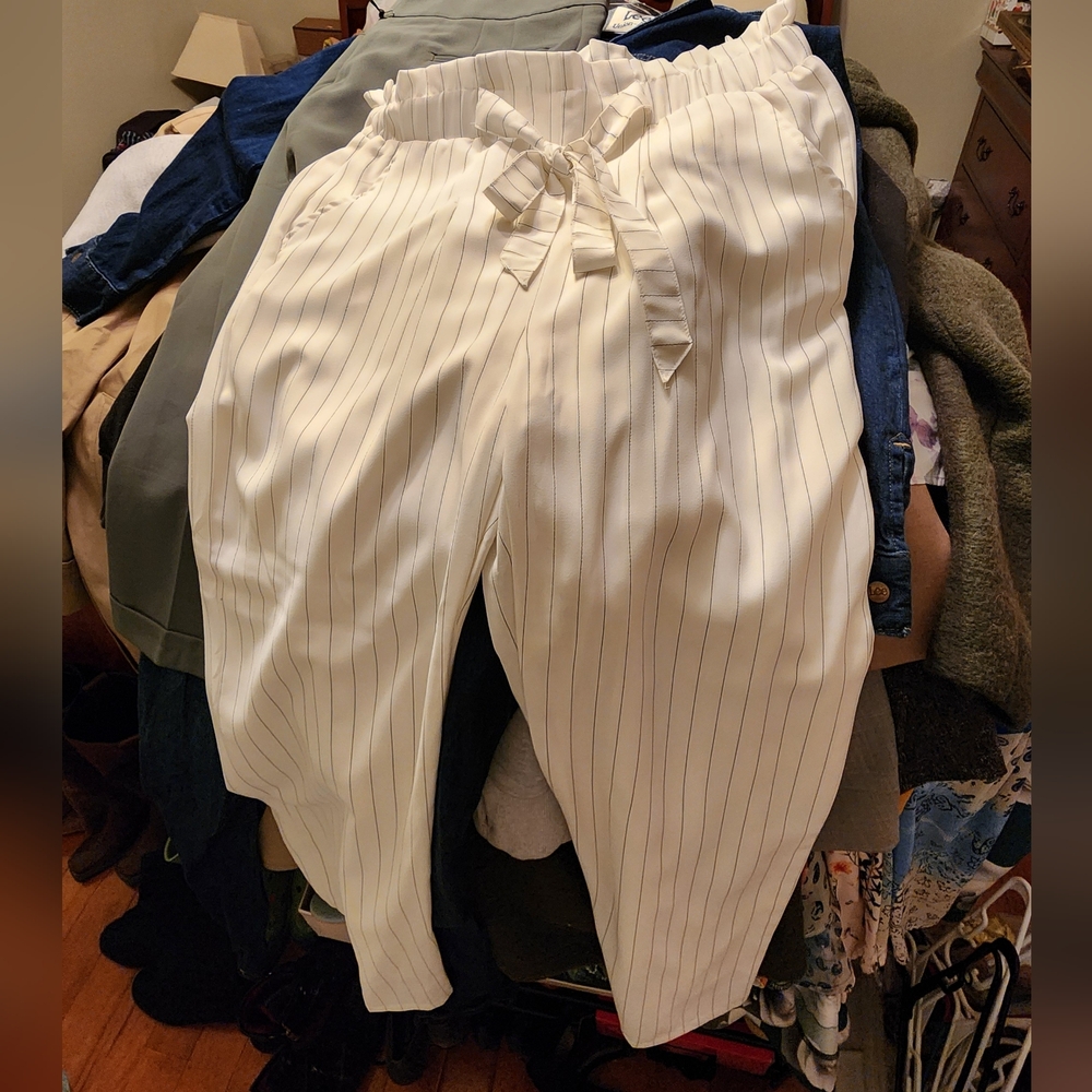 Paper Crane Cream Striped Pants